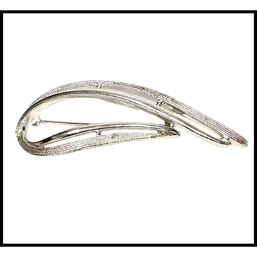 Sarah Coventry Silver Brooch Pin Vintage‎ Modernist Design Costume Jewelry